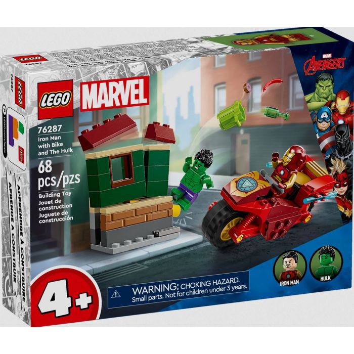 Lego Marvel Iron Man with Bike and The Hulk